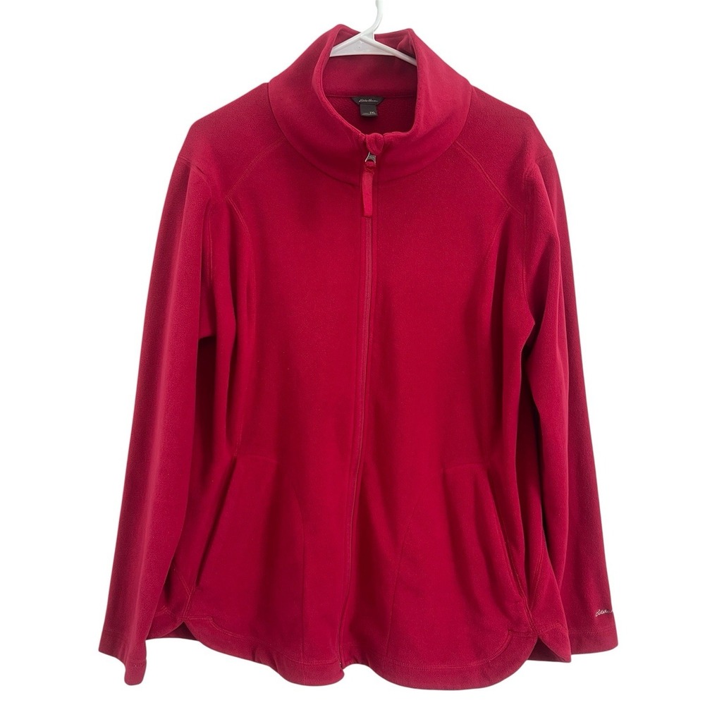 Eddie Bauer Womens Hot Pink Fleece Jacket‎ 2XL Full Zip Lightweight Outdoor Cozy